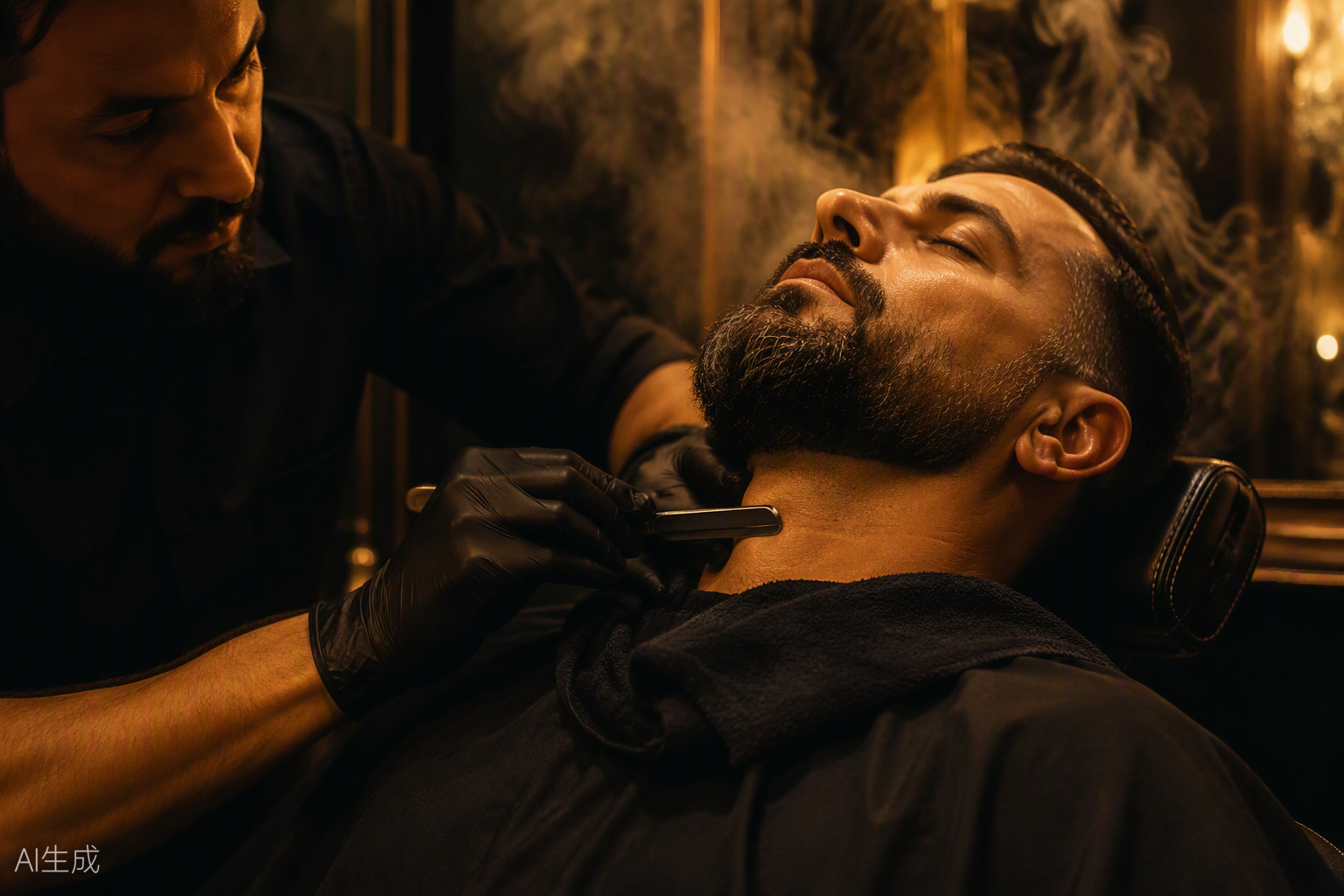 Barba com toalha quente