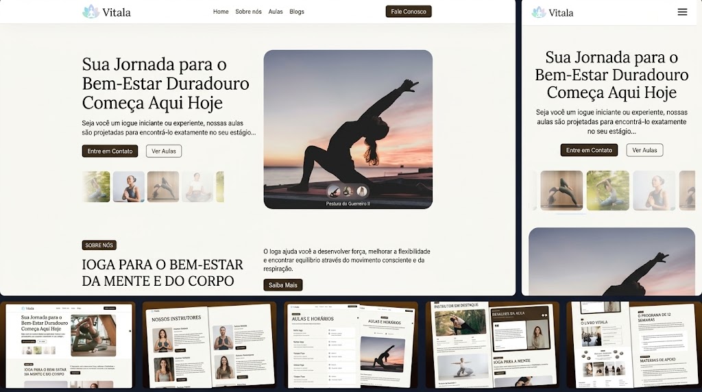 Modelo Vitala, site para estúdio de ioga